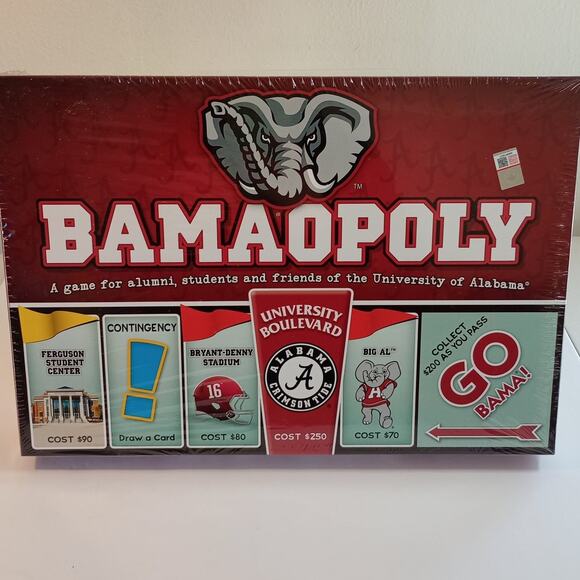 University of Alabama Bamaopoly Board Game College Roll Tide Crimson Sport Fan - Picture 1 of 6